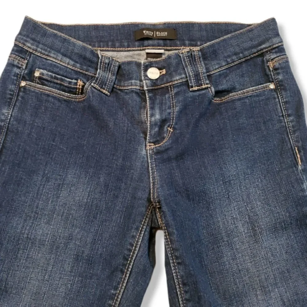 White House Black Market Jeans Size 0 Noir Pedal Pushers Feel Beautiful Women's